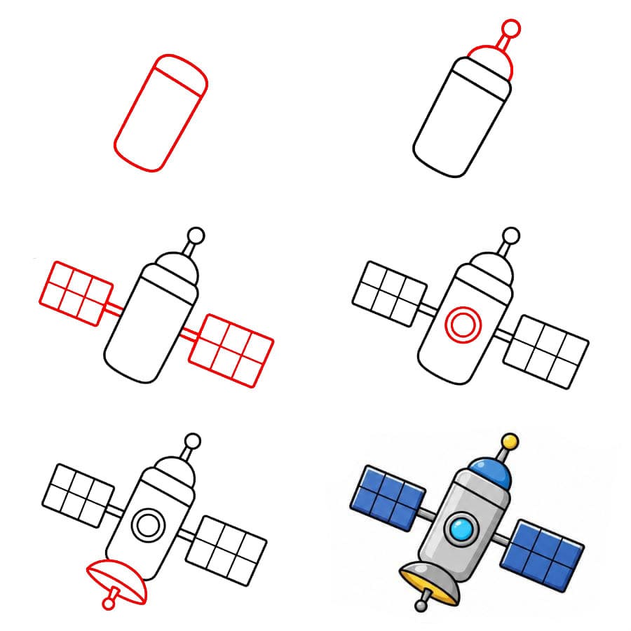Minimalistischer Satellit zeichnen ideen