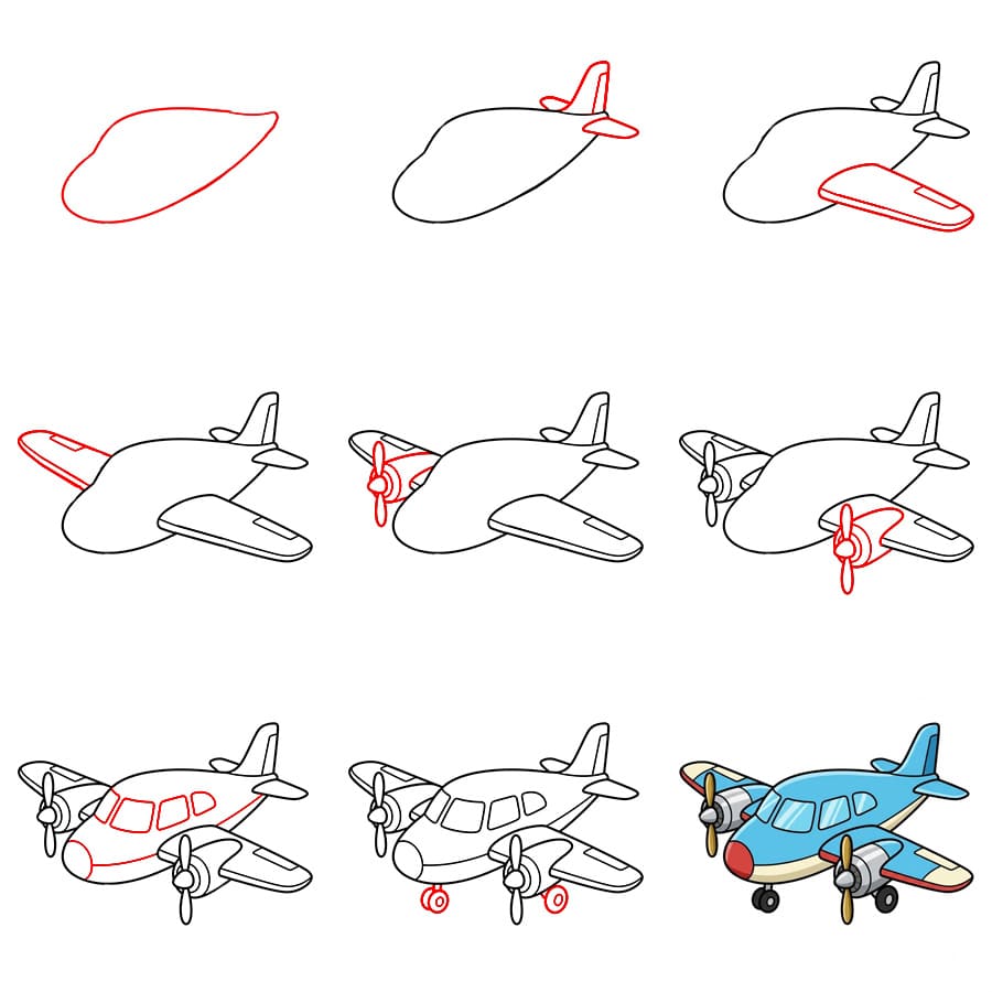 Zeichnen Lernen Propellerflugzeug
