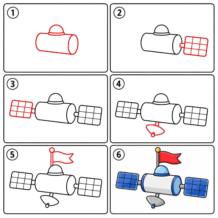 Satellit mit Flagge zeichnen ideen