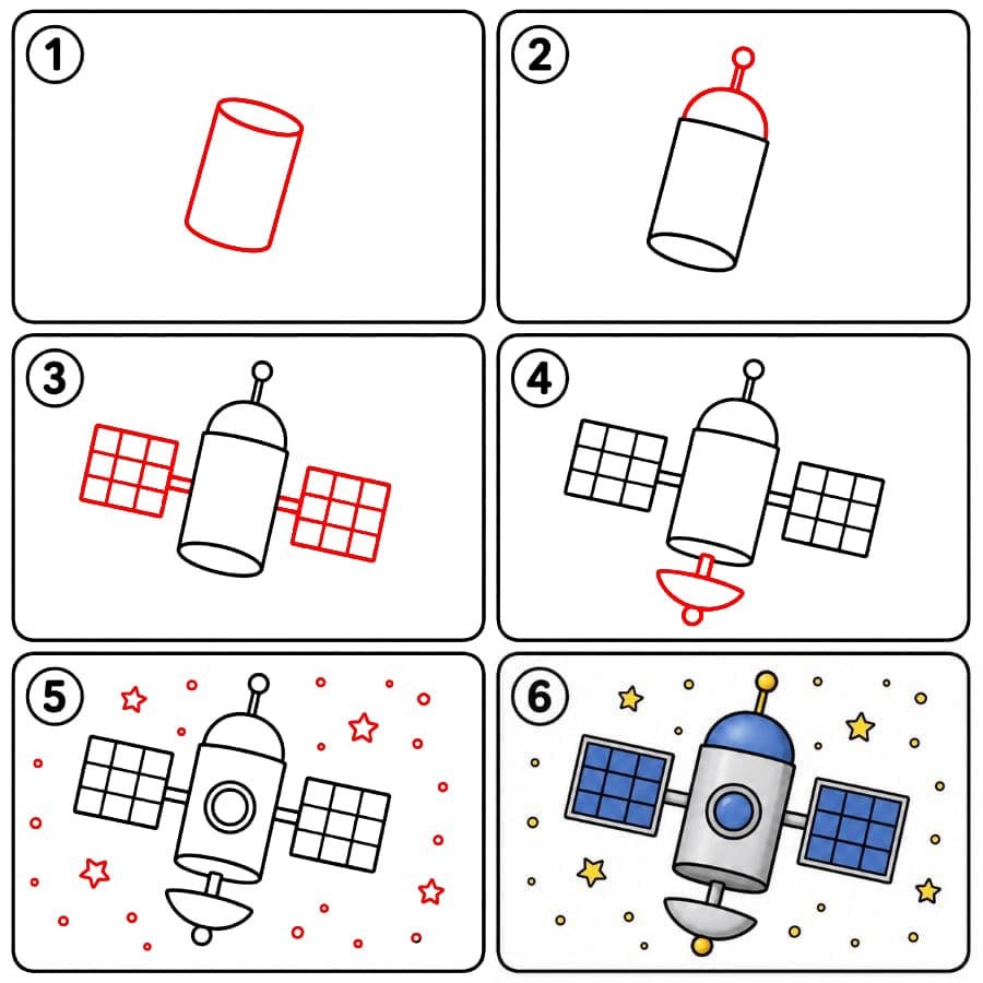 Satellit mit Sternen zeichnen ideen