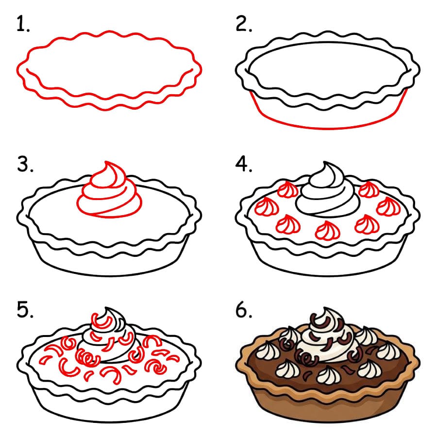 Zeichnen Lernen Schokoladen Sahnekuchen