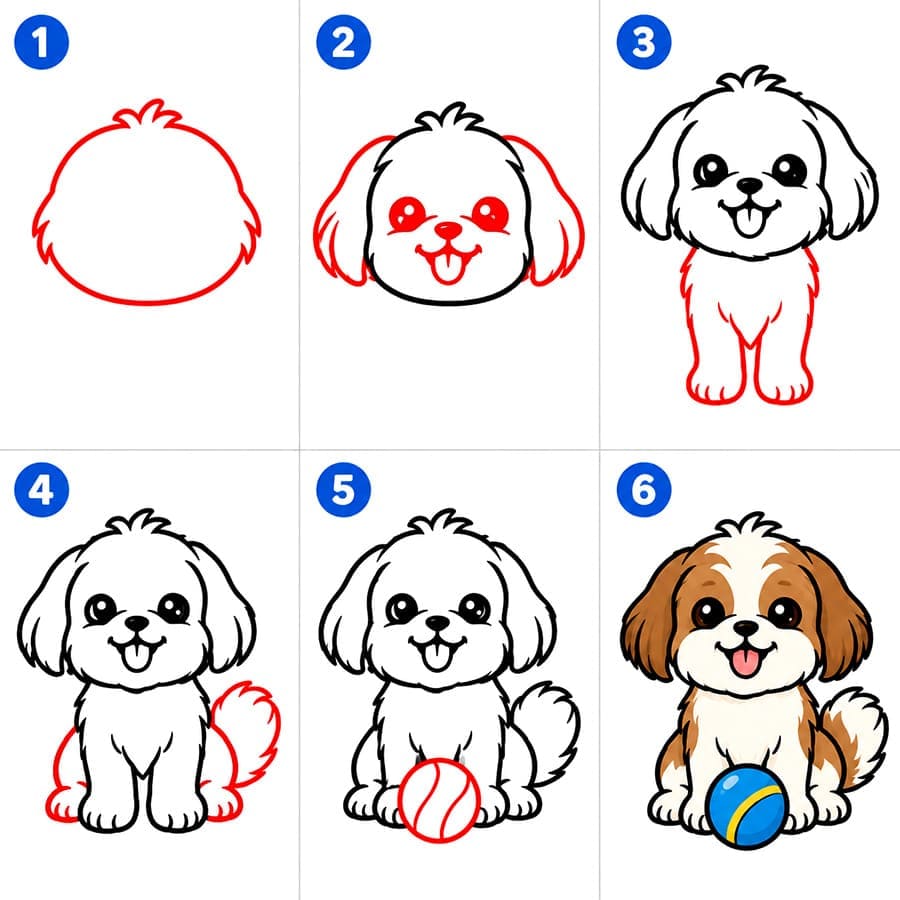 Shih tzu ja pallo zeichnen ideen