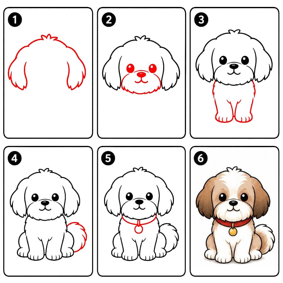 Shih tzu kaulapannassa zeichnen ideen
