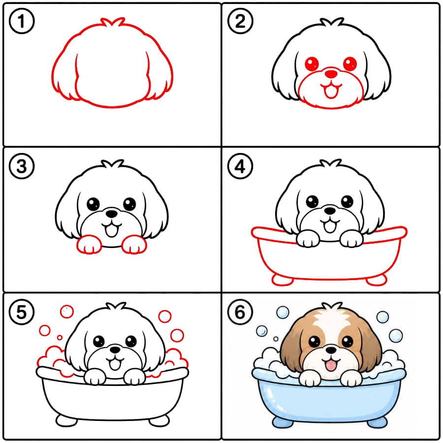 Shih tzu kylpyammeessa zeichnen ideen