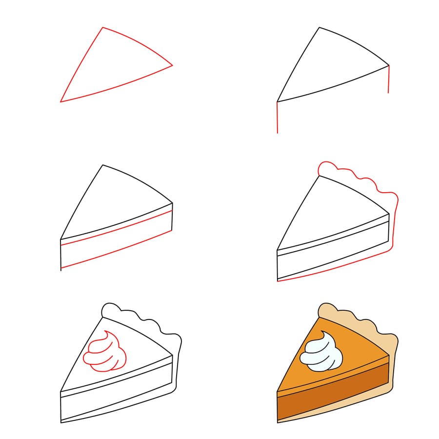 Zeichnen Lernen Stück Kuchen