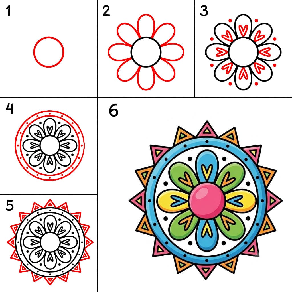 Süßes Mandala zeichnen ideen