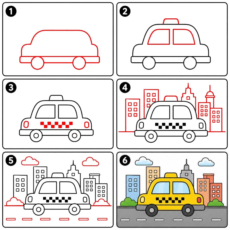 Taxi in der Stadt zeichnen ideen