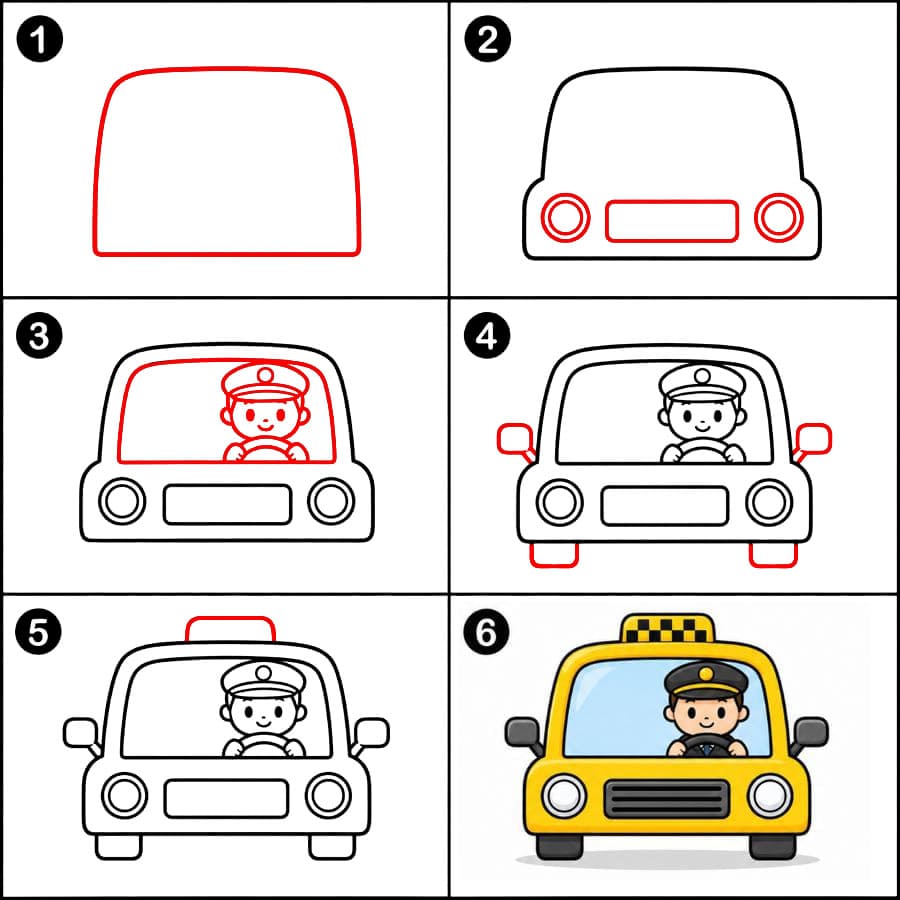 Taxi mit Fahrer zeichnen ideen