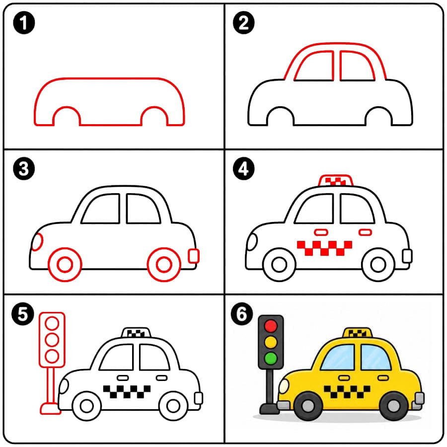 Taxi und Ampel zeichnen ideen