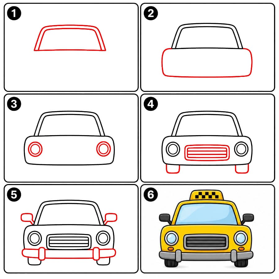 Taxi Vorderansicht zeichnen ideen