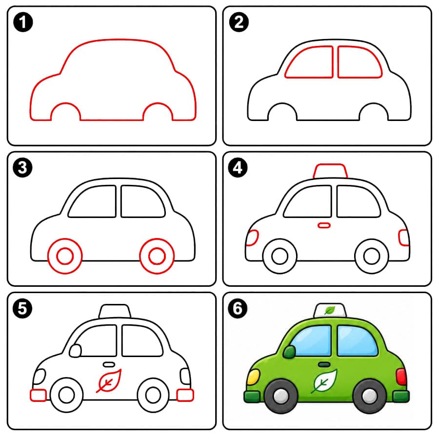 Umweltfreundliches Taxi zeichnen ideen