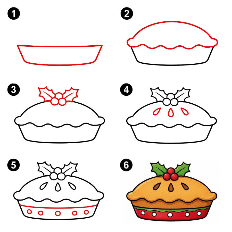 Zeichnen Lernen Weihnachtskuchen