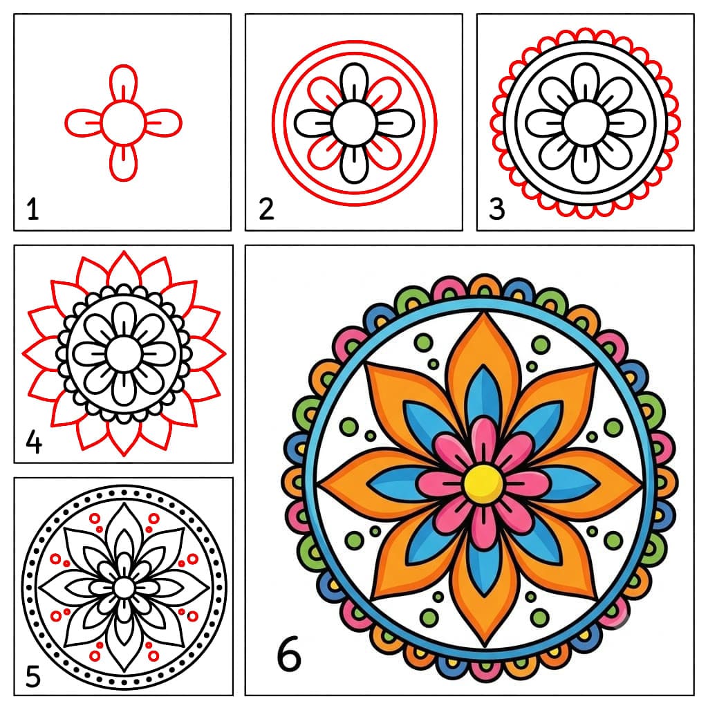 Wunderschönes Mandala zeichnen ideen